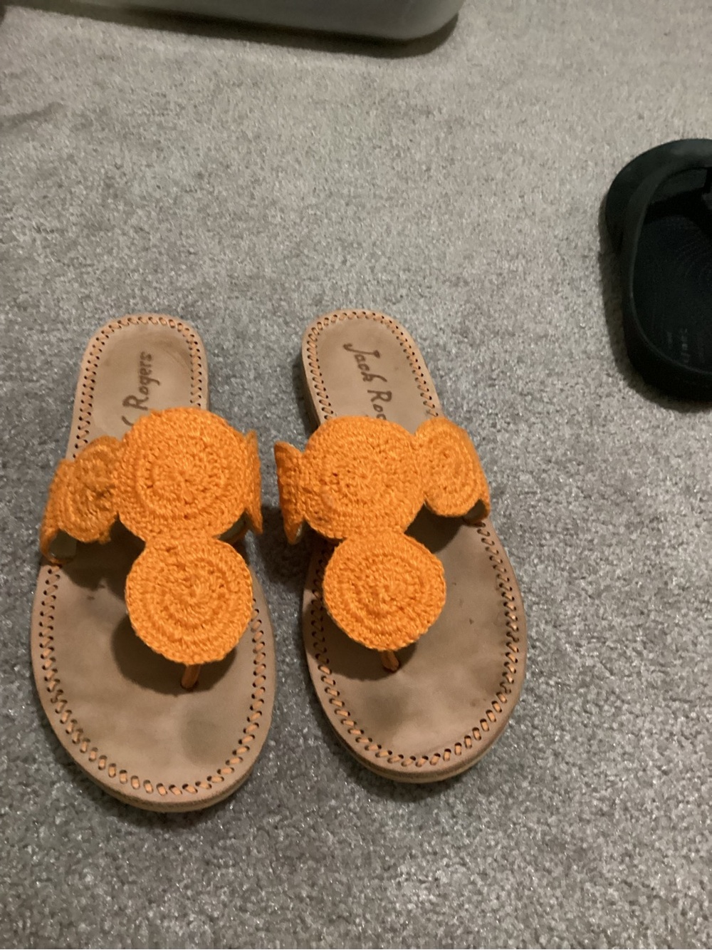 Jack Rogers Orange Crochet Circle Thong Sandals